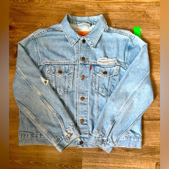 Vintage Levi’s Denim Trucker Jacket XL – Thrashed & Distressed - Picture 1 of 8